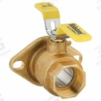 WEBSTONE Manual Two-Way Ball Valve: 1 1/4 in, Brass, Straight, FIP x Flange, Full Port Ball Port (MPN 41405HV). Key specifications — Brand: WEBSTONE; Handle: Tee.