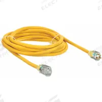APPROVED VENDOR Extension Cord: Outdoor Use, 25 ft Lg, Outlet, 5-15P, 10/3, SJTW, Yellow, 125V AC (MPN 1XUP7). Key specifications — Brand: APPROVED VENDOR; Temperature Rating: -40° to 167°F; NEMA Plug Configuration: 5-15P.