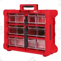 MILWAUKEE PACKOUT Tool Box: 19 11/16 in W x 15 3/16 in D x 6 11/16 in H, Plastic, Red, 0 Dividers (MPN 48-22-8433). Key specifications — attr1120253: MILWAUKEE; attr1120340: Plastic; attr1120341: Red; attr1120220: Divider.