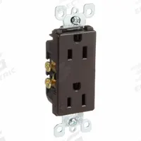 LEVITON Receptacle: Decorator Duplex, 5-15, Brown, 125V AC, 15 A, 2 Pole / 3 Wire (MPN 5325)
