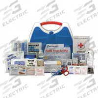 FIRST AID ONLY First Aid Kit and Housing: 238 Components, ANSI/ISEA Z308.1-2015, Type I/II, Class A (MPN 90698). Key specifications — ANSI Standard Met: ANSI/ISEA Z308.1-2015; Adhesive Bandages Included: (10) Knuckle Bandages; Oral and Inhalant Medicinals Included: (4) Aspirins; Topical Medicinals Included: (3) Sting Relief Wipes; Wound Dressings Included: Strip; Unitized: Bulk.