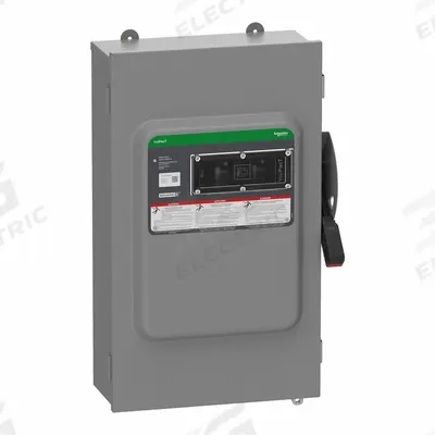 SCHNEIDER Safety Switch: Fusible, 100 A, Single Phase, 240V AC, Galvanized Steel - Fusible Safety Switches