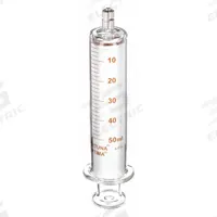 FORTUNA Reusable Glass Syringe: 50 mL Capacity - mL, Luer Lock, Borosilicate Glass, Reusable (MPN 7.140-45). Key specifications — Attachment Type: Luer Lock; Plunger Material: Borosilicate Glass; Tip Material: Borosilicate Glass; Barrel Material: Borosilicate Glass; Brand: FORTUNA; Compatible Needles: Sharp, Tri-Bevel Needles; Includes Needles: No; Replaceable Tip: No.