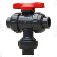 ASAHI Manual Three-Way Ball Valve: 1 1/2 in, PVC, 150 psi Max. Pressure (CWP), Full Port Ball Port (MPN 2511015). Key specifications — Brand: ASAHI; Inlet Connection Entry: Bottom; Handle: Tee.