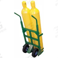 SAFTCART Cylinder Hand Truck: 800 lb, Single, 2 Cylinder, 21 in W x 5 in D Nose Plate (MPN 780-10). Key specifications — Brand: SAFTCART; Color: Green; Securing Mechanism: Chain.