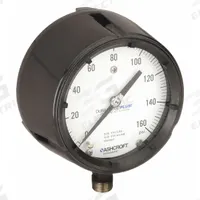 ASHCROFT Process Pressure Gauge: 0 psi to 160 psi, White, 4 1/2 in Dial, 1/2 in NPT Male, Bottom (MPN 451279SS04LXLL160). Key specifications — Brand: ASHCROFT; Pointer Color: Black; Accuracy: ±0.5%; Dial Color: White; Gauge Wetted Parts: Stainless Steel; Case Material: Phenolic; Vibration Resistance Properties: Dry Case Vibration-Dampened; Pressure Range: 0 psi to 160 psi.