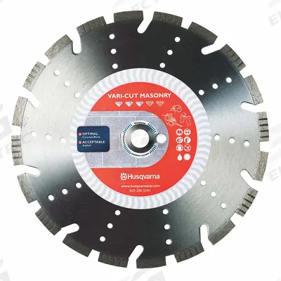 HUSQVARNA Diamond Saw Blade: Block/Concrete/Masonry/Stone, 14 in Blade Dia., 1 in Arbor Size - Metal-Cutting Blades
