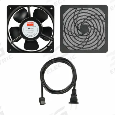 Dayton Axial Fan: 85 cfm_95 cfm Airflow @ 0.000 in SP, 4 3/4 in Ht, 1 1/2 in Dp - Standard Square Axial Fan Kits