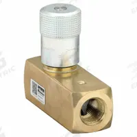 PARKER Hydraulic Flow Control Valve: 15 gpm Max Flow Rate, 1/2 in NPT, 1/2 in NPT, Brass, Control (MPN F800B). Key specifications — attr1018158: Manual; attr1018114: Rotary Knob; attr1018116: Brass; attr1018117: PARKER.