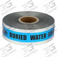 APPROVED VENDOR Detectable Buried Tape: 1,000 ft Tape Lg, Blue, Aluminum (MPN SD3105B52-200). Key specifications — Message: Caution Buried Waterline Below; Material: Aluminum.