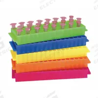 Tube Rack: 2 3/4 in Overall Wd, 1 in Overall Ht, 9 in Overall Lg, Polypropylene, Green, (80) Wells (MPN HS29025C). Key specifications — Material: Polypropylene; Mounting Location: Benchtop; Color: Green; Product Type: Test Tube Rack; Total Holding Capacity: (80) Wells; Brand: HEATHROW SCIENTIFIC.
