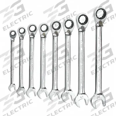 GEARWRENCH Combination Ratcheting Wrench Set: Alloy Steel, Full Polish Chrome, 8 Tools - Metric 12-Point Ratcheting Combination Wrench Sets