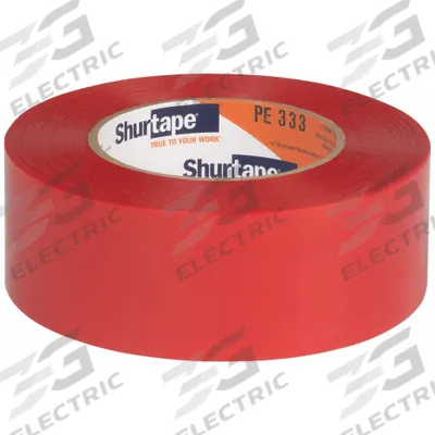 SHURTAPE Film Tape: 1 7/8 in Wd, 60 yd Lg, 7 mil Thick, Red, Polyethylene Film, Rubber - Moisture-Resistant Film Tape