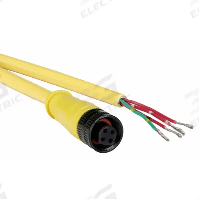 BRAD HARRISON Cordset: 1/2"-20 Male Straight x 1/2"-20 Female Straight, 3 Pins, Yellow - Double-Ended Cordsets