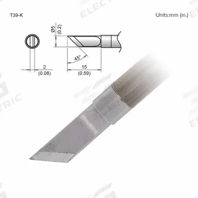 HAKKO Soldering Tip: T39 Series, Knife, 5 mm W - T39 Series Soldering Tips