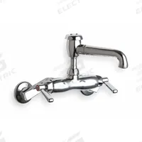 CHICAGO FAUCETS Straight Service Sink Faucet: Wall, Widespread, Cast Brass, Polished Chrome, Arc (MPN 886-CP). Key specifications — Color/Finish: Polished Chrome.