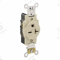 LEVITON Single Receptacle Outlet: Single, 6-20, Ivory, 250V AC, 20 A, 2 Pole / 3 Wire (MPN 5461-I)
