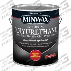 MINWAX Finish: Varnish, Interior, Oil, 1 gal Container Size, Wood, Gloss, Clear, Clear, Minwax (MPN 319000000). Key specifications — Brand: MINWAX; Transparency: Clear; Use Location: Interior; Sheen: Gloss; Sub-Brand: Minwax; Color: Clear; Resin Type: Polyurethane.