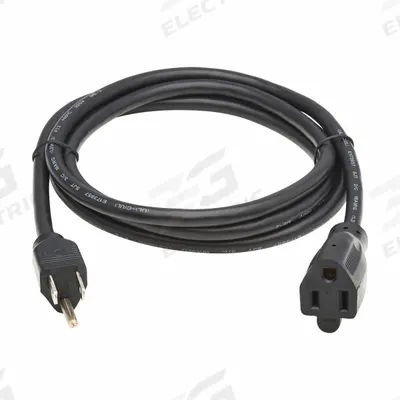 EATON Power Cord: 6 ft Lg, 3/16, 5-15P Plug, 5-15R Receptacle, SJT, PVC, 13 A Current - Electronic Equipment Power Cords