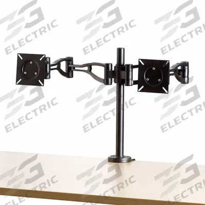 FELLOWES Dual Monitor Arm: Black, Steel, Grommet Mount - Dual Computer Monitor Arms