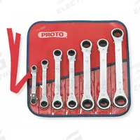 PROTO Box End Wrench Set: Alloy Steel, Chrome, 7 Tools, 7 mm to 21 mm Range of Head Sizes, Reversing (MPN J1180MA). Key specifications — attr324927: PROTO; attr309452: Pouch; attr309451: Yes; attr309461: Chrome; attr309460: Alloy Steel; attr309463: No; attr309449: 7 mm to 21 mm.