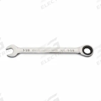 GEARWRENCH Combination Ratcheting Wrench: Alloy Steel, Full Polish Chrome, 1 1/8 in Head Size - SAE 12-Point Ratcheting Combination Wrenches