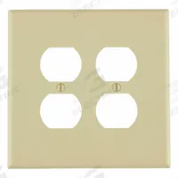 LEVITON Wall Plate: Duplex Outlet, 2 Gang, Ivory, Jumbo Size (MPN 86116). Key specifications — Brand: LEVITON; Material: Plastic.