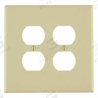 LEVITON Wall Plate: Duplex Outlet, 2 Gang, Ivory - General Purpose Wall Plates