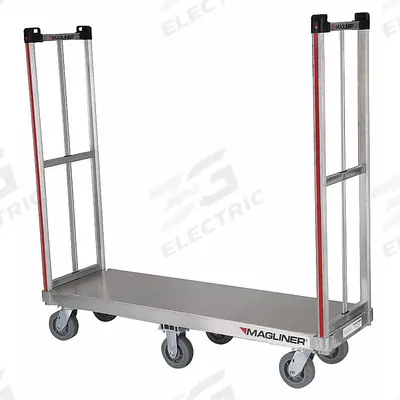 MAGLINER Platform Truck: 1,800 lb, 60 in L x 18 in W x 10 in H Deck, Thermoplastic Rubber - Aluminum-Deck Platform Trucks with Tall Handles