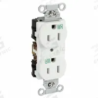 HUBBELL Receptacle: Duplex, 5-15, White, 125V AC, 15 A, 2 Pole / 3 Wire (MPN BR15WHIWR)