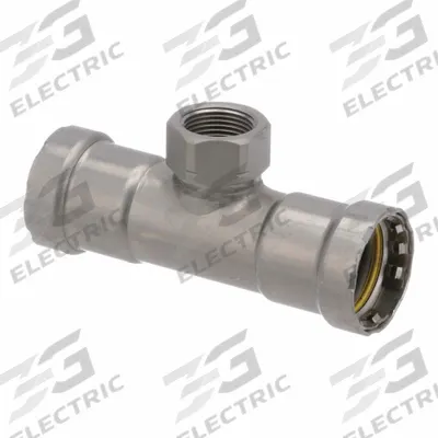VIEGA MEGAPRESS Crimp Tee Fitting: 1 1/4 in Pipe x 1 1/4 in Pipe x 1 in Pipe Size - Gas Steel Press Pipe Fittings