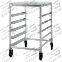 NEW AGE INDUSTRIAL Sheet Pan Rack: 5 Slots, 4 1/2 in Betw Shelves, 20 3/8 in Wd, 33 3/8 in Ht, Poly (MPN 95958). Key specifications — Brand: NEW AGE INDUSTRIAL; Material: Aluminum; Nesting: No; Pan Size: 14 x 18 in; Product Type: Pan Rack; NSF Certified: Yes; Top Material: Poly; Full Size/Half Size: Half Size.