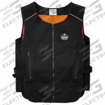 CHILL-ITS BY ERGODYNE Cooling Vest: Phase Change, 2XL/3XL, Black, Polyester Cotton - Insert-Cooled Vests