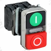 SCHNEIDER ELECTRIC Multihead Operator: 3 Buttons, 22 mm, 1NO/1NC, Metallic, Full Volt, LED (MPN XB4BW73731B5). Key specifications — AC Contact Rating: 6 A @ 120 V; Action: Momentary/Momentary/Momentary; DC Contact Rating: 0.27 A @ 250 V; Legend: I/O; Operator Illumination: Illuminated; Product Type: Multihead Operators; Series: XB4; Manufacturer Part Number: XB4BW73731B5.
