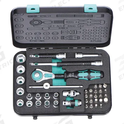 WERA Socket Wrench Set: 1/4 in Drive, 42 Piece, 6-Point, Metric - Metric Socket Sets with Drive Tools