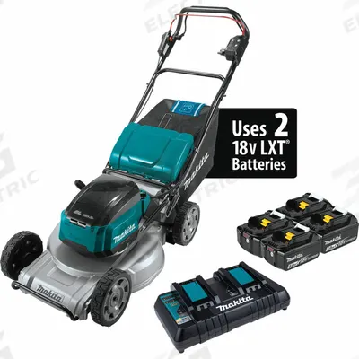 MAKITA Battery-Powered Lawn Mower Kit: Self-Propelled, 21 in Cutting Wd - Battery-Powered Lawn Mowers