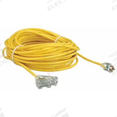 APPROVED VENDOR Extension Cord: Outdoor Use, 100 ft Lg, 3 Outlets, 5-15P, 12/3, SJTW - Outdoor Extension Cords with Multiple Outlets