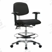ESD/Cleanroom Task Chair: Vinyl, Arms Included, Ht Range 21 1/2 in to 29 in, 19 in Seat Wd, Adj (MPN BR-NECR-MBCH-CR-T1-A1-CF-EC-ESDBLK). Key specifications — Foot Support: Yes; Back Tilt Backward: 13.5°; Back Tilt Forward: 10.5°; Base Material: Aluminum; Brand: APPROVED VENDOR; Product Type: Cleanroom Task Chair; Cleanroom Class: ISO 5; ESD-Safe: ESD-Safe.