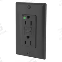 LEVITON GFI Receptacle: Hospital Grade Fed. Spec., Decorator Duplex, 5-15R, Black, GFCI, 125V AC (MPN GFNT1-HGE)