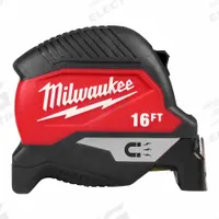 MILWAUKEE Magnetic Tape Measure: Magnetic Single Hook Tip, 16 ft, Plastic, Black/Red (MPN 48-22-1016M). Key specifications — attr935324: MILWAUKEE; attr942259: Red; attr935326: Magnetic Mount; attr935328: 1/16 in; attr935329: Inches; attr935337: SAE; attr936607: Manual Lock; attr972446: Inch.
