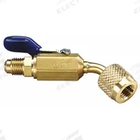 YELLOW JACKET Ball Valve: 8 1/2 in Lg, 45° Angle, Input 1/4 in Male, Output 1/4 in Female (MPN 93843). Key specifications — Product Type: Ball Valve; Brand: YELLOW JACKET; Manufacturer Part Number: 93843; Material: Brass.