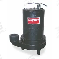 DAYTON Effluent Pump: 2 hp, 460V AC, Three Phase, 80 gpm Flow Rate @ 10' of Head, 86 ft Max. Head (MPN 4LE13). Key specifications — Impeller Material: Polypropylene; Rated Voltage: 460V AC; Brand: DAYTON; Switch: Not Included.