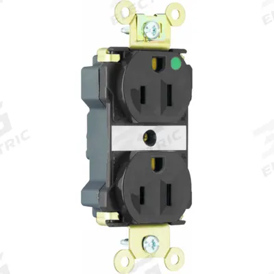 PASS & SEYMOUR Receptacle: Hospital Grade, Duplex, 5-20R, Black, 125V AC - General Purpose Receptacles