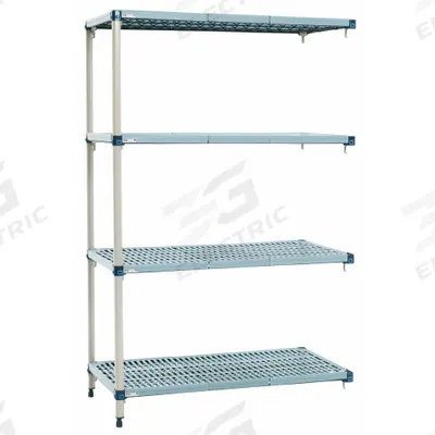 METRO Shelf Plastic Industrial Shelving (4): 24 in x 36 in, 62 in Overall Ht - Quick-Adjust Antimicrobial Stationary Plastic Shelving