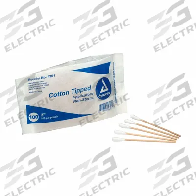 FIRST AID ONLY Cotton Tip Swab: Non-Sterile, Cotton, 3 in Lg, Wood, Single - Cotton Tip Swabs