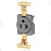 BRYANT Receptacle: Single, 5-20, Gray, 125V AC, 20 A, 2 Pole / 3 Wire (MPN 5361GRYWR)