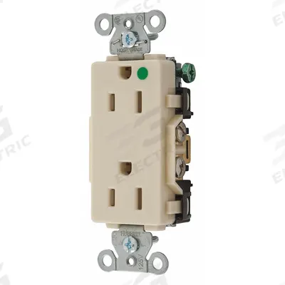 HUBBELL Receptacle: Hospital Grade Fed. Spec., Decorator Duplex, 5-15R, Ivory, 125V AC - General Purpose Receptacles