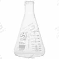 GLOBE SCIENTIFIC Erlenmeyer Flask: 1 L, Colorless, Round, A, 8 Compatible with Stopper Size (MPN 8431000). Key specifications — Shape: Round; Body Color: Colorless; Brand: GLOBE SCIENTIFIC; Compatible with Stopper Size: 8; USP Specification: Type I.