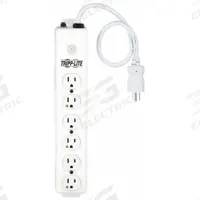 TRIPP LITE Outlet Strip: 6 Outlets, 1 1/2 ft Cord Lg, 15 A Current, UL 1363, White, 5-15P, 5-15R (MPN PS-602-HG). Key specifications — Brand: TRIPP LITE; Mounting Style: Keyhole.
