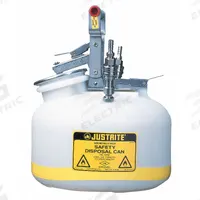 JUSTRITE HPLC Waste Can: 2 gal Can Capacity, Stainless Steel Fitting Material, 2 Fittings (MPN TF12752). Key specifications — Seal Material: EDPM; Brand: JUSTRITE; Can Material: Polyethylene; Fitting Material: Stainless Steel.
